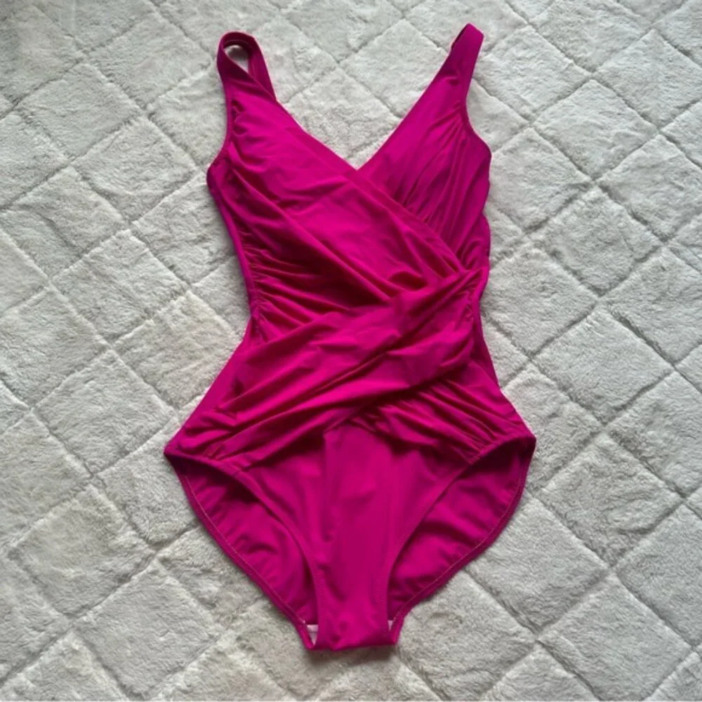 Gottex | Magenta Lattice Surplice One Piece Swimsuit | Size 12